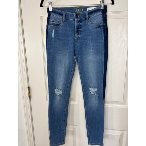 Lole Denim Jeans Skinny Leg Mid Rise Tuxedo Stripe 26 - Picture 1 of 11